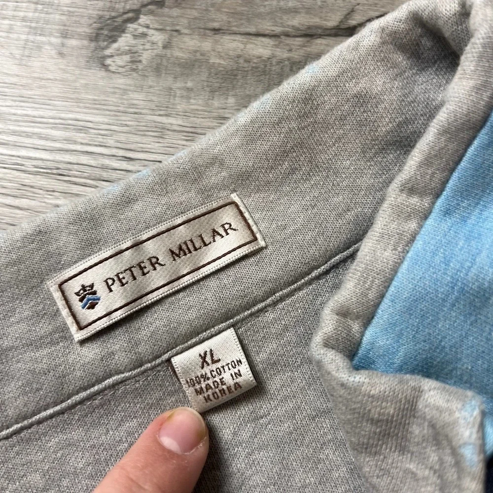Peter‎ Millar Quarter Zip Pullover Mens XL Blue Cotton Distressed Frayed Cuffs